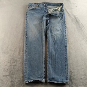 Levis 501 Jeans Mens 36x30 Blue Light Wash Faded Distressed Paint Stains